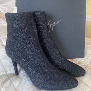 Giuseppe Zanotti Black Sparkle Ankle Boots, size 10